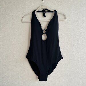 Black Sea Level Eco Essentials Keyhole Halter One Piece Swim Suit US 10